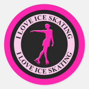 I LOVE ICE SKATING CLASSIC ROUND STICKER