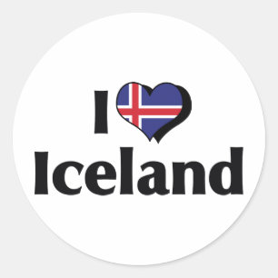 I Love Iceland Flag Classic Round Sticker