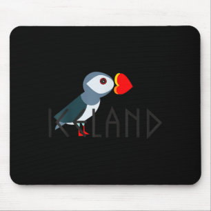 I Love Iceland Puffin Icelandic Gift Mouse Pad
