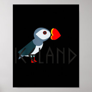 I Love Iceland Puffin Icelandic Gift Poster
