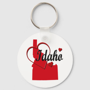 I Love Idaho Hearts Map Key Ring
