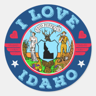 I Love Idaho State Map and Flag Classic Round Sticker