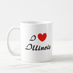 I Love Illinois Heart Typography Coffee Mug