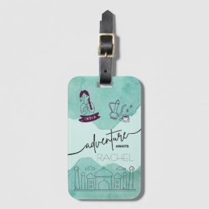 I love India Adventures Travel Icons Luggage Tag