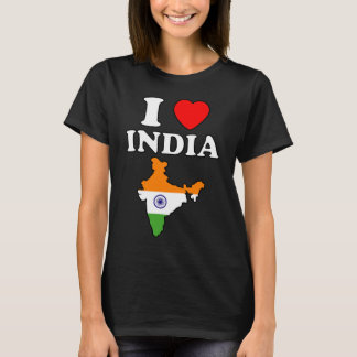 I love india heart bharat map flag hindustan T-Shirt