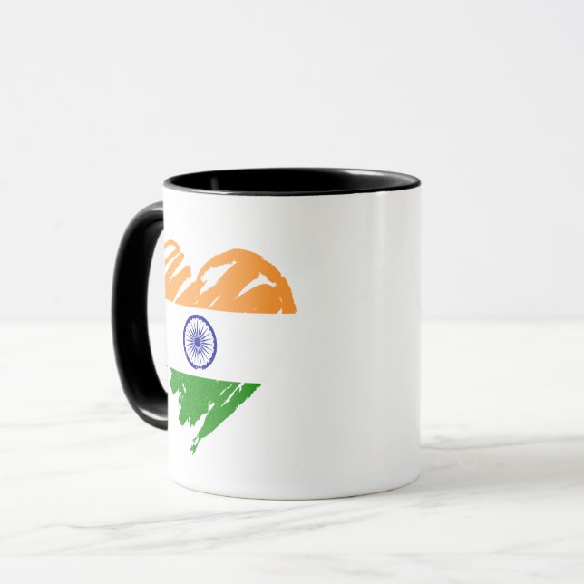 I Love India - Indian Flag Heart Shape Mug (Front Left)