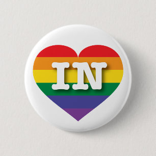 I Love Indiana Rainbow Heart 6 Cm Round Badge