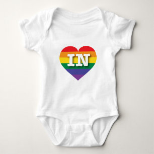 I Love Indiana Rainbow Heart Baby Bodysuit