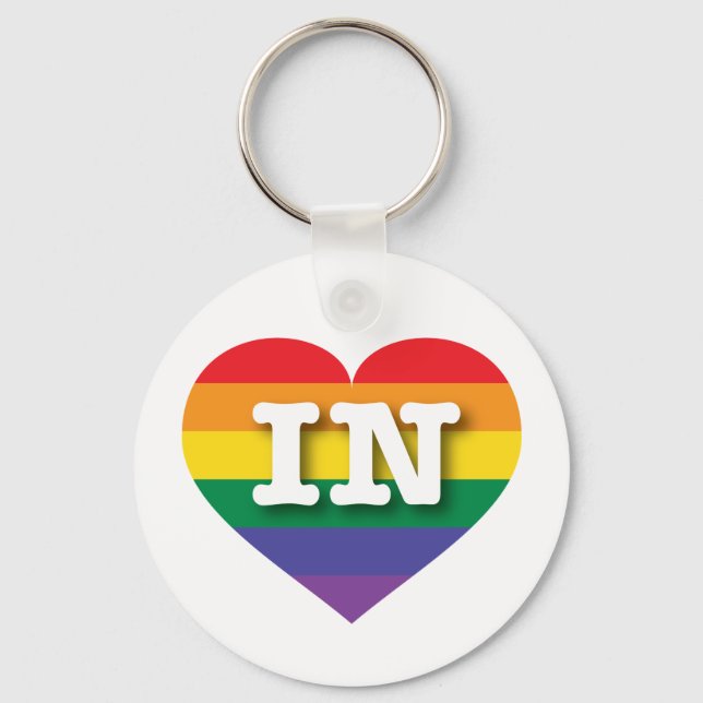 I Love Indiana Rainbow Heart Key Ring (Front)