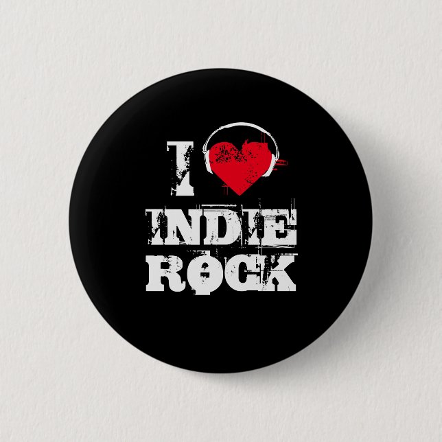 I love indie rock 6 cm round badge (Front)