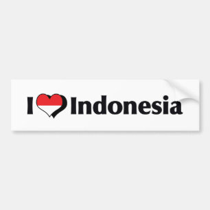 I Love Indonesia Flag Bumper Sticker