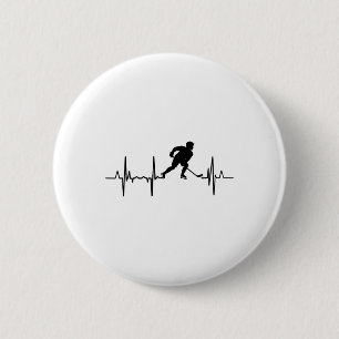 I Love Inline Hockey Cardiogram 6 Cm Round Badge