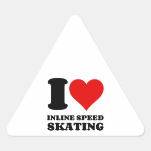 I LOVE INLINE SPEED SKATING I HEART TRIANGLE STICKER