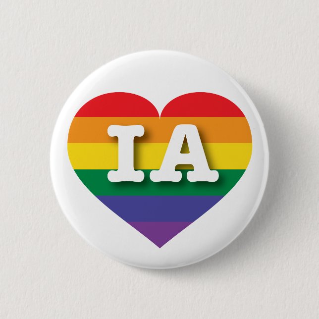 I Love Iowa Rainbow Heart 6 Cm Round Badge (Front)