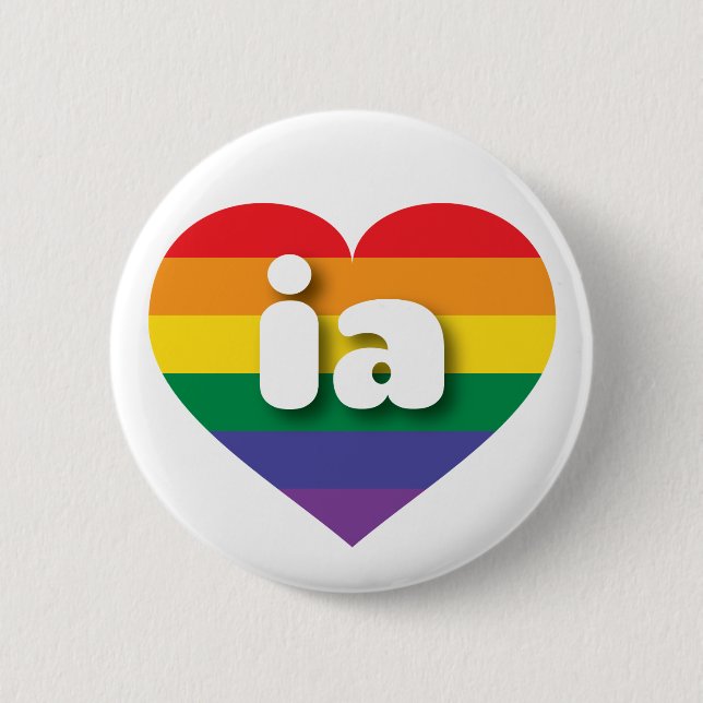 I Love Iowa Rainbow Heart 6 Cm Round Badge (Front)