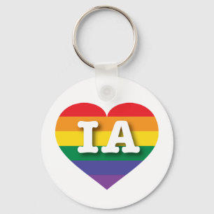 I Love Iowa Rainbow Heart Key Ring