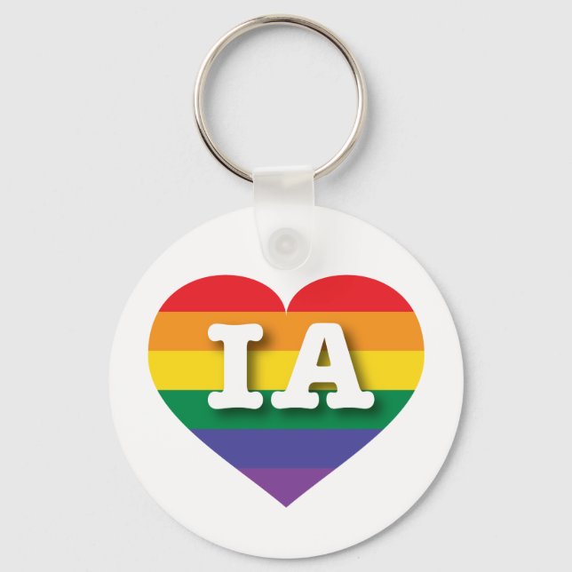 I Love Iowa Rainbow Heart Key Ring (Front)