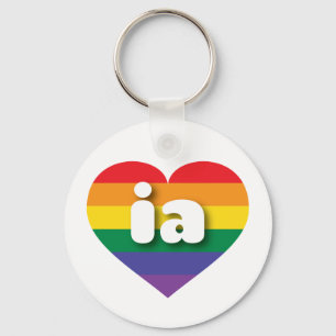 I Love Iowa Rainbow Heart Key Ring