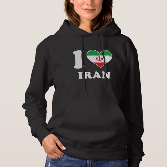 I Love Iran Iranian Flag Heart Hoodie