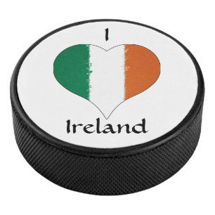 I Love Ireland Distressed Painted Heart Flag Hockey Puck