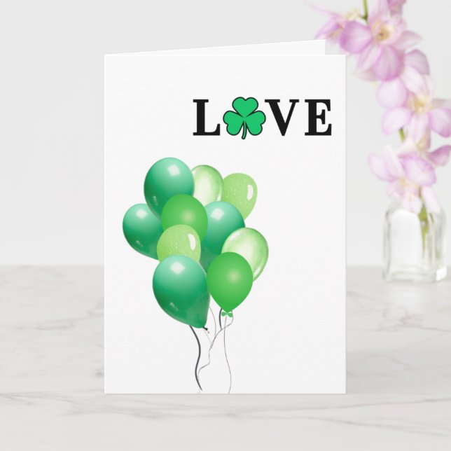 I LOVE Ireland Green Balloon Modern Elegant Card (Orchid)