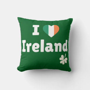 I Love Ireland - Irish Flag Heart & Shamrock Cushion