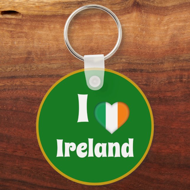 I love Ireland & Irish Heart - travel / sports Key Ring (Front)