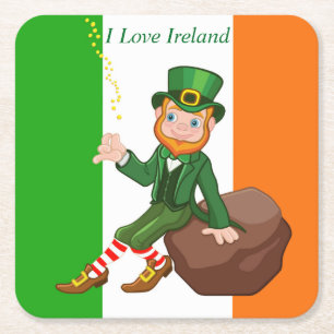 I Love Ireland Square Paper Coaster