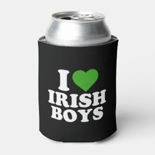 I Love Irish Boys Funny St Patrick's Day Heart Can Cooler