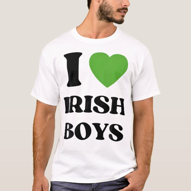 I Love Irish Boys I Red Heart British Boys Ireland T-Shirt (Front)