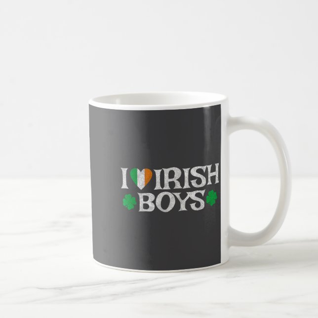 I Love Irish Boys Lucky Shamrock Heart Ireland Fla Coffee Mug (Right)