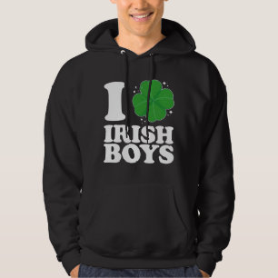 I Love Irish Boys Shamrock Heart St Patrick's Day Hoodie