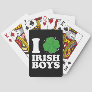 I Love Irish Boys Shamrock Heart St Patrick's Day Playing Cards