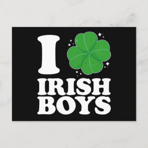 I Love Irish Boys Shamrock Heart St Patrick's Day Postcard