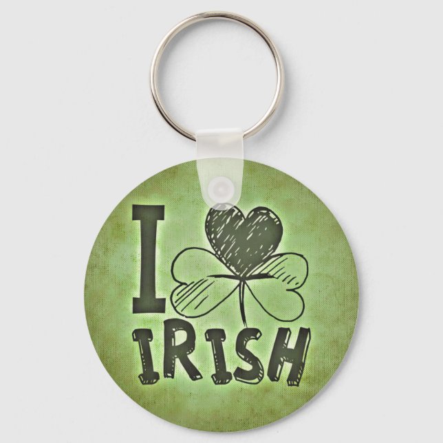 I Love Irish Button Keychain (Front)