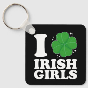 I Love Irish Girls Shamrock Heart St Patrick's Day Key Ring