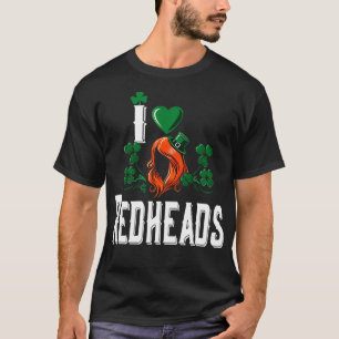 I Love Irish Redheads St Patricks Day Clover Shamr T-Shirt