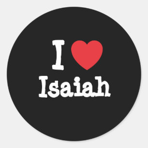 I love Isaiah heart custom personalised Classic Round Sticker