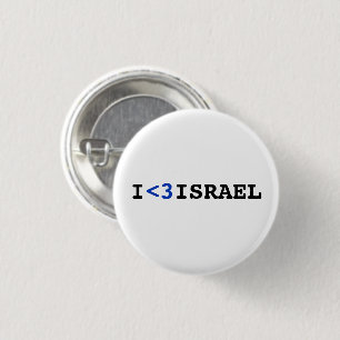 I love Israel blue heart typewriter typography 3 Cm Round Badge