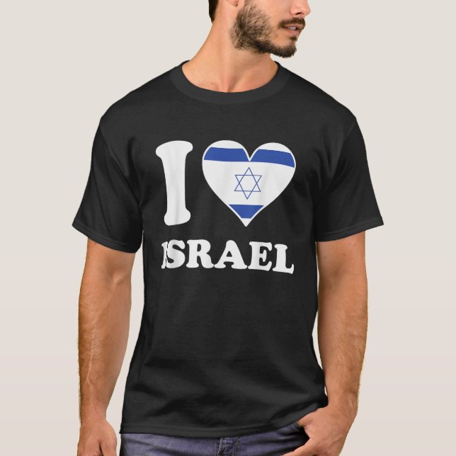 I Love Israel Israeli Flag Heart T Shirt (Front)