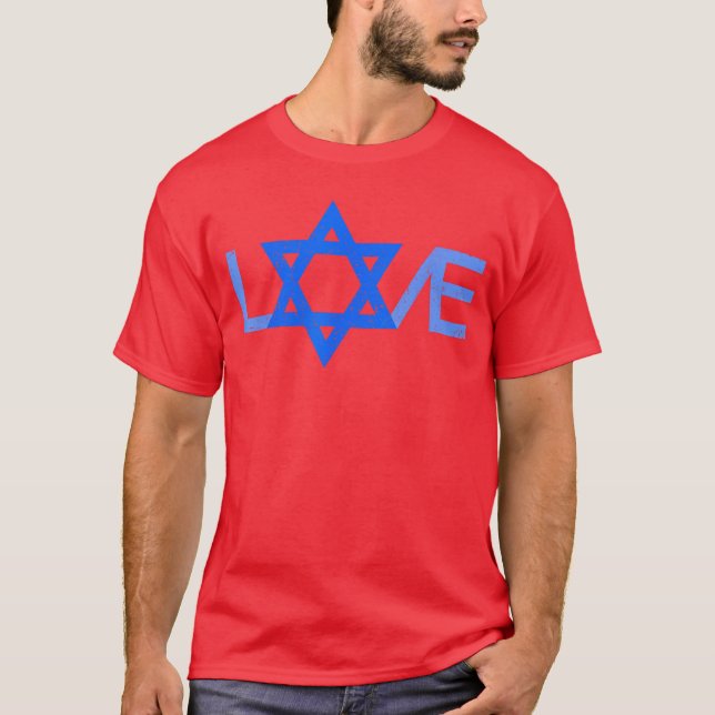 I Love Israel Jewish Star of David Gift for Jew Fr T-Shirt (Front)