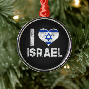 I Love Israel Metal Ornament