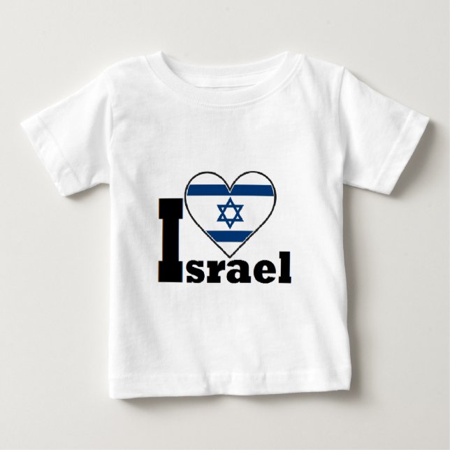 I Love Israel - with large Flag of Israel heart Baby T-Shirt (Front)