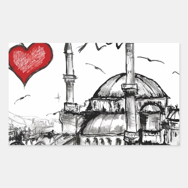 I love Istanbul Rectangular Sticker (Front)