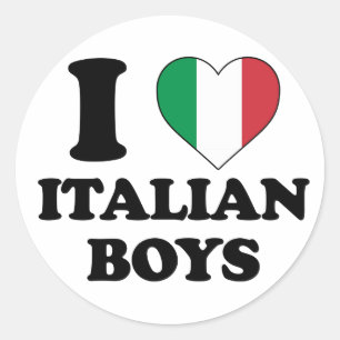 I Love Italian Boys Italy Flag Heart Classic Round Sticker