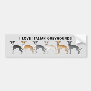 I Love Italian Greyhounds With Cute Cartoon Dogs Bumper Sticker