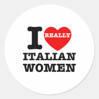 I Love Italian Women Red Heart Funny Couple Valent Classic Round Sticker