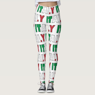 I Love Italy Flag Colours Typography Pattern Funny Leggings