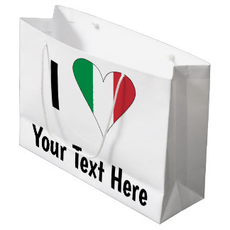 I Love (Italy Flag Heart) Your Text Large Gift Bag