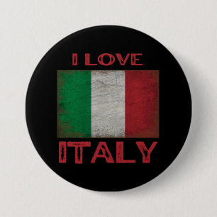 I LOVE ITALY, ITALY FLAG 7.5 CM ROUND BADGE
